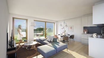 hoek gevel Residentie Schuman Urbicoon